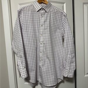 Charles Tyrwhitt White Shirt with Pink and Pale Blue Check Pattern